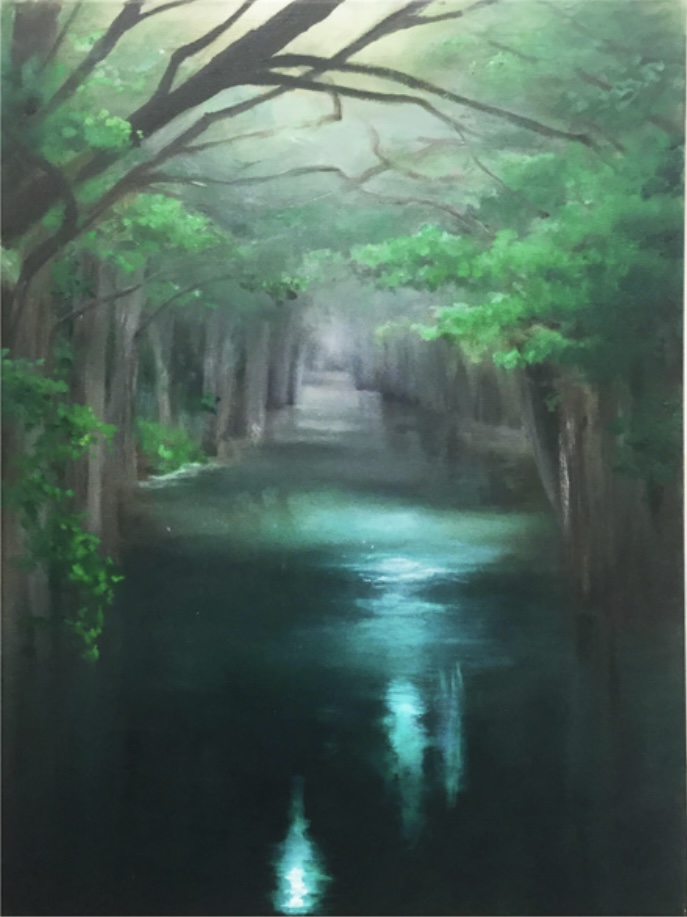 olieverfschilderij van Evelien NIjeboer, waters of death
